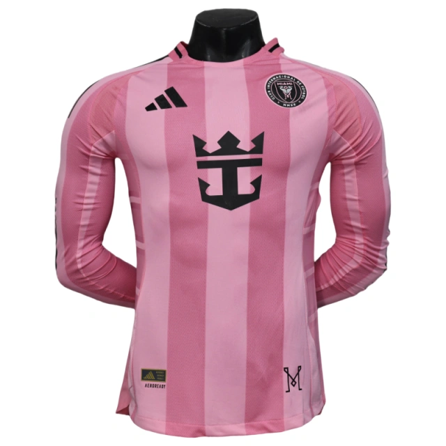 Inter Miami CF Home Pink Soccer Jersey Player Version Shirt Long sleeve 2025-26