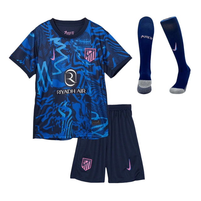 Kids Atletico Madrid Custom Third Away Full Soccer Kits 2024-25