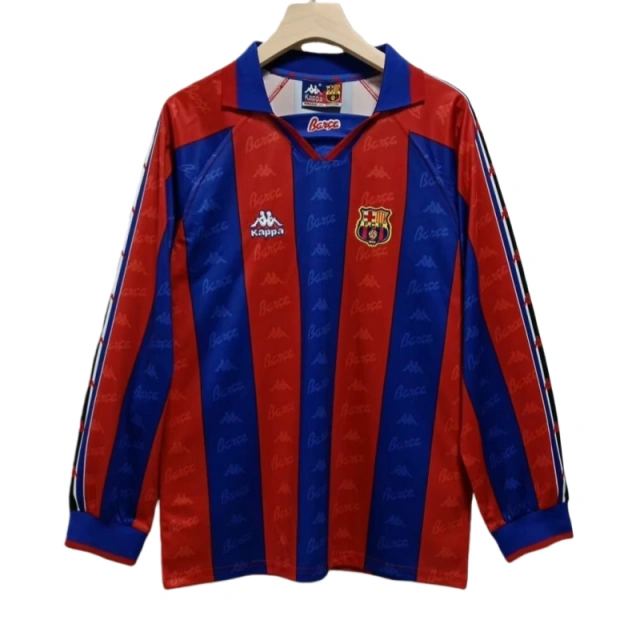 96-97 Barcelona Retro Home Long Sleeve Soccer Shirt