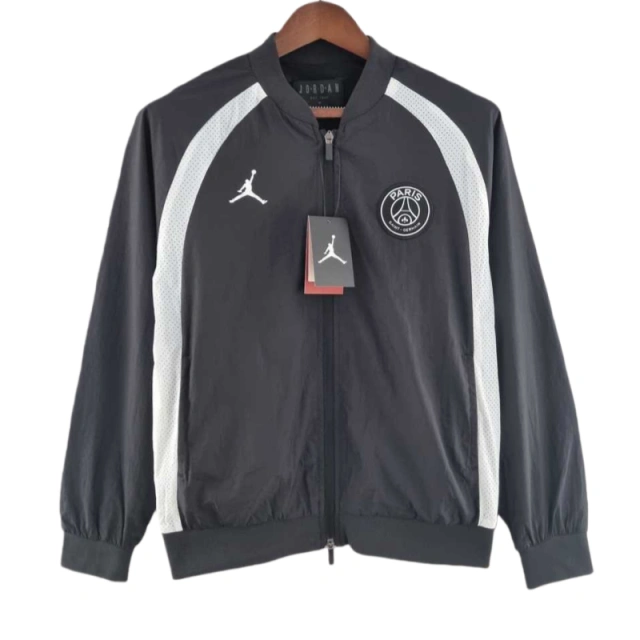 2022 PSG Jordan black white windbreaker Training Soccer Shirt