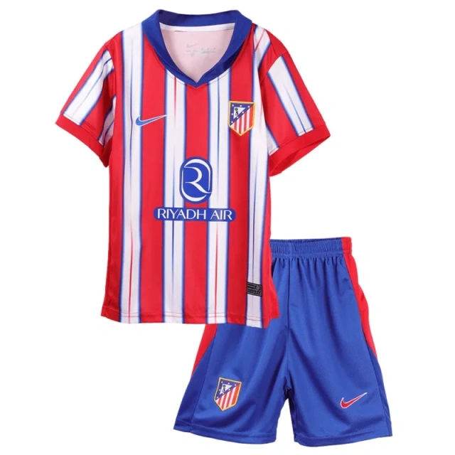 24-25 Atletico Madrid Home Soccer Kids Kit Jersey+Shorts