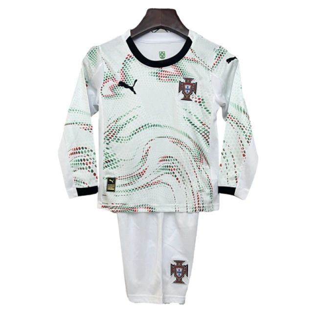 Kids Portugal Away Soccer Kits Long Sleeve 2025
