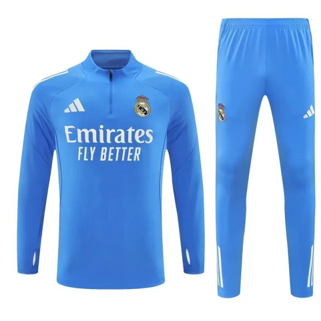 25-26 Real Madrid Training Kits Long Blue Football Track suits