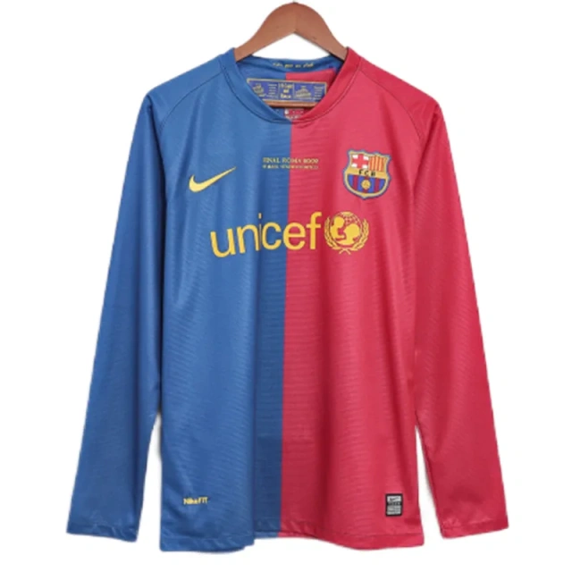 2008/09 Barcelona UCL Final Retro Home Long Sleeve Jersey