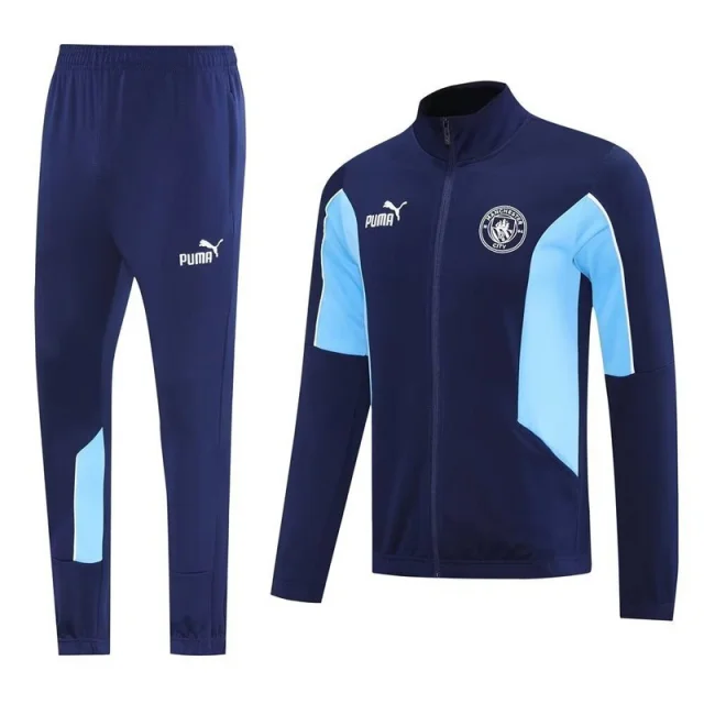 2025-26 Manchester City Navy&Blue Football Tracksuits Long Jacket Suits