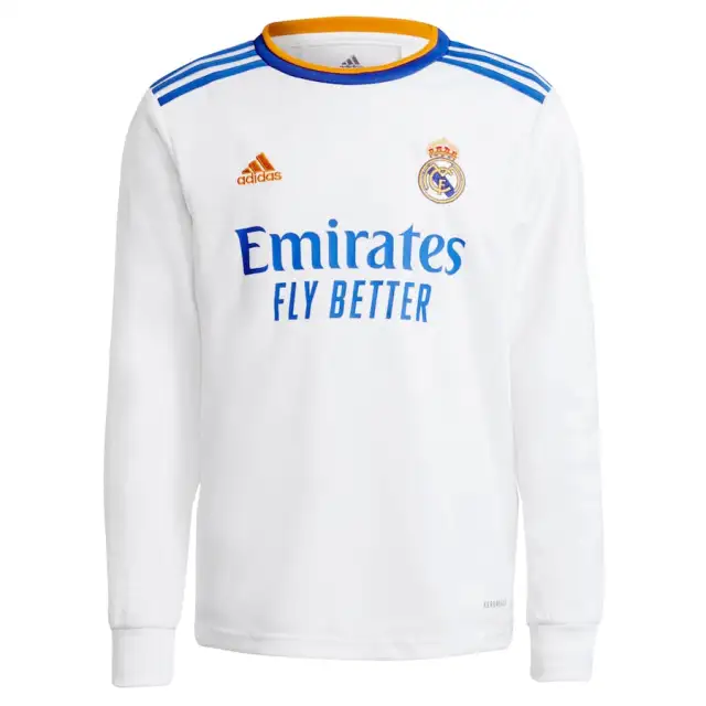 Real Madrid Home Soccer Jersey Retro Long Sleeve Shirt 21-22