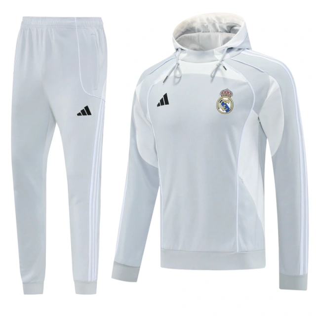 Real Madrid Training Kit Light Grey 2025-26 (Jacket+Pants)