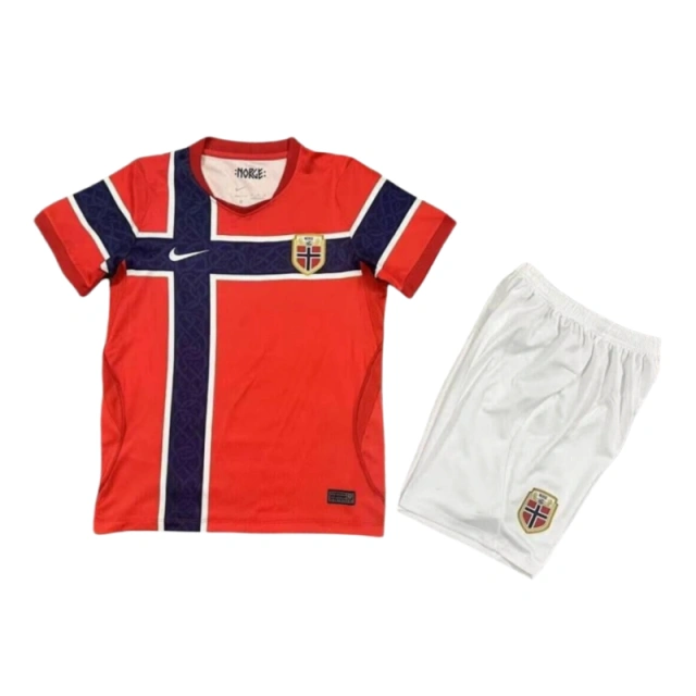Norway 2026 World Cup Home Kids Kit & Jersey + Shorts Fan Version