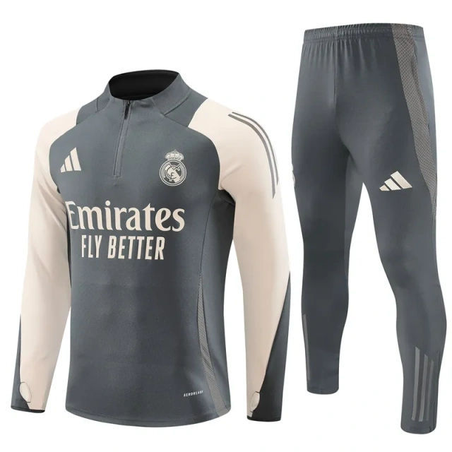 Real Madrid Zipper Sweatshirt Kit(Top+Pants) 2024-25